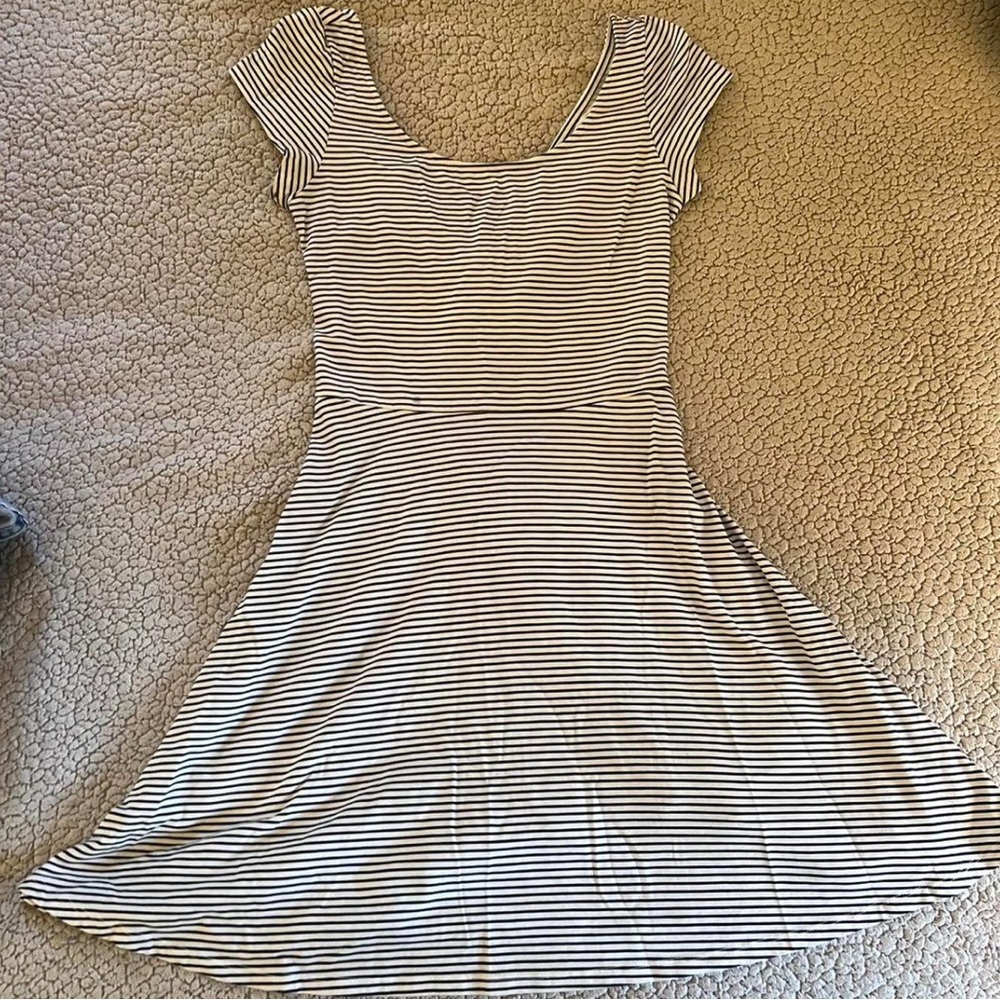 American Eagle Outfitters Cross Back Striped A Line Skater Dress